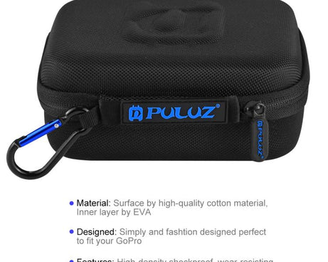 PULUZ Waterproof Carrying and Travel Case for GoPro, DJI Osmo Action and other Sport Cameras Accessories, Small Size: 16cm x 12cm x 7cm, US Stock Black, UK Stock Black, For GoPro, Size: 16cm x 12cm x 7cm
