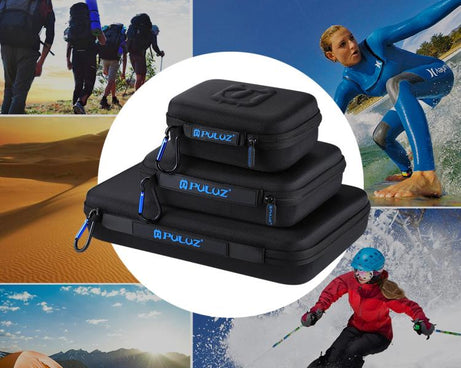 PULUZ Waterproof Carrying and Travel Case for GoPro, DJI Osmo Action and other Sport Cameras Accessories, Small Size: 16cm x 12cm x 7cm, US Stock Black, UK Stock Black, For GoPro, Size: 16cm x 12cm x 7cm