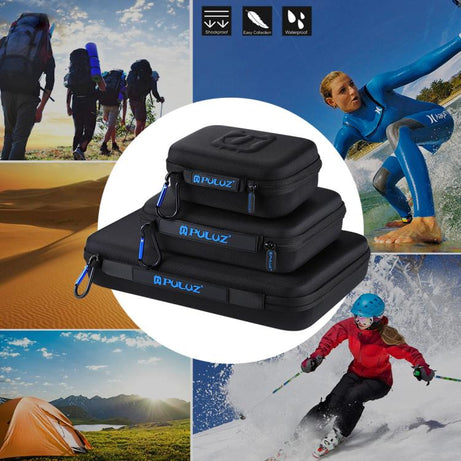 PULUZ Waterproof Carrying and Travel Case for GoPro, DJI Osmo Action and other Sport Cameras Accessories, Small Size: 16cm x 12cm x 7cm, For GoPro, Size: 16cm x 12cm x 7cm