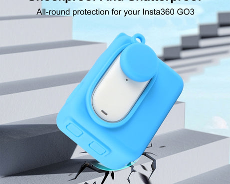 For Insta360 GO 3 PULUZ Camera Charging Case Silicone Case with Lens Cap & Strap