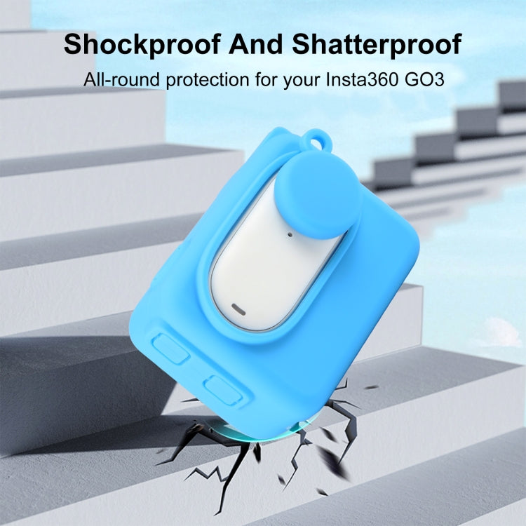 For Insta360 GO 3 PULUZ Camera Charging Case Silicone Case with Lens Cap & Strap