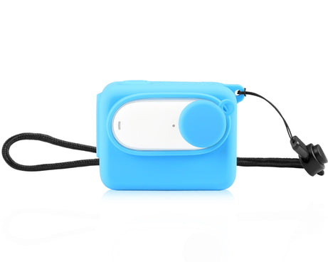 For Insta360 GO 3 PULUZ Camera Charging Case Silicone Case with Lens Cap & Strap, Silicone Case with Lens Cap(Blue)