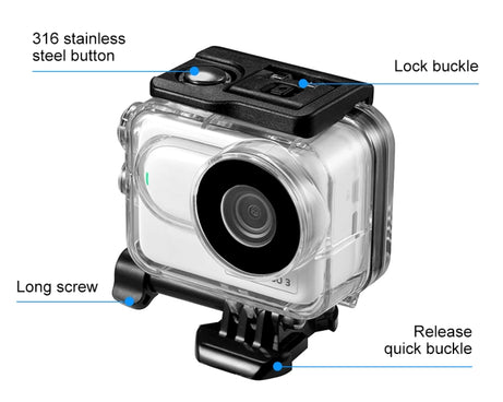 For Insta360 GO 3 PULUZ 60m Underwater Waterproof Housing Case with Base Adapter & Screw