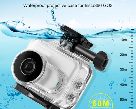 For Insta360 GO 3 PULUZ 60m Underwater Waterproof Housing Case with Base Adapter & Screw