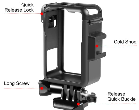 For DJI Osmo Action 4 / 3 PULUZ Vertical Plastic Protective Frame Cage with Cold Shoes