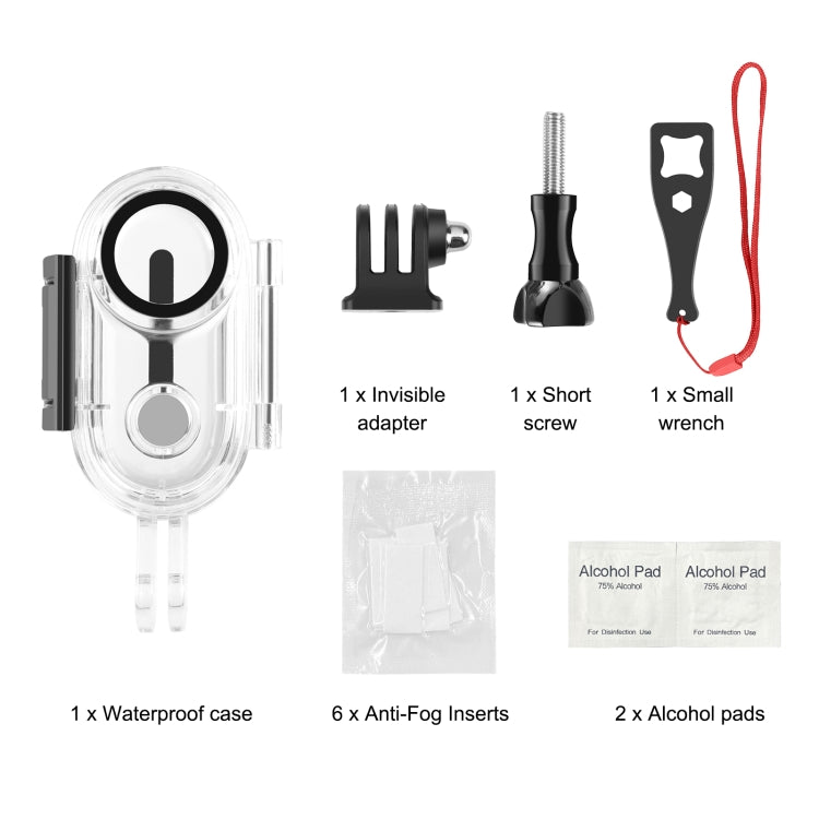 For Insta360 GO 3 PULUZ 40m Underwater Waterproof Housing Case with Base Adapter & Screw