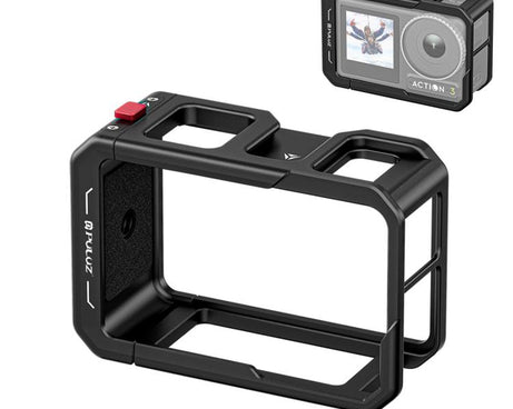 For DJI Osmo Action 5 Pro / 4 / 3 PULUZ All-inclusive Aluminum Alloy Cage Expansion Adapter Frame with Lens Cover