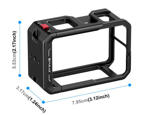 For DJI Osmo Action 5 Pro / 4 / 3 PULUZ All-inclusive Aluminum Alloy Cage Expansion Adapter Frame with Lens Cover