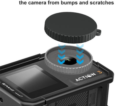 For DJI Osmo Action 5 Pro / 4 / 3 PULUZ All-inclusive Aluminum Alloy Cage Expansion Adapter Frame with Lens Cover