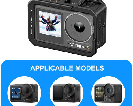 For DJI Osmo Action 5 Pro / 4 / 3 PULUZ All-inclusive Aluminum Alloy Cage Expansion Adapter Frame with Lens Cover