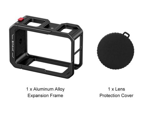 For DJI Osmo Action 5 Pro / 4 / 3 PULUZ All-inclusive Aluminum Alloy Cage Expansion Adapter Frame with Lens Cover