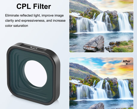 PULUZ Action Camera CPL Lens Filter For GoPro Hero11 Black / Hero11 Black mini / HERO10 Black / HERO9 Black, CPL