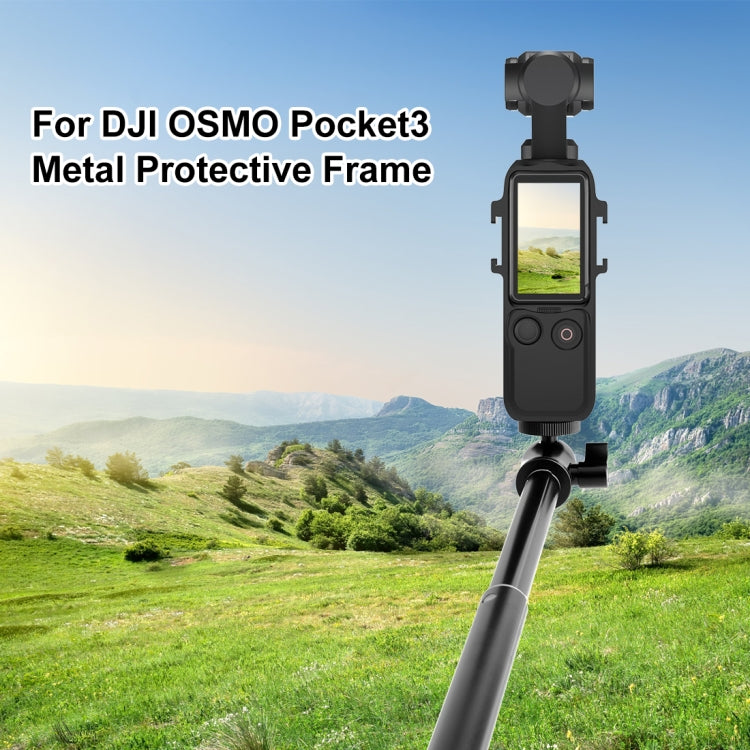 For DJI OSMO Pocket 3 PULUZ Metal Protection Frame Cage Adapter Bracket with Dual Cold Shoes