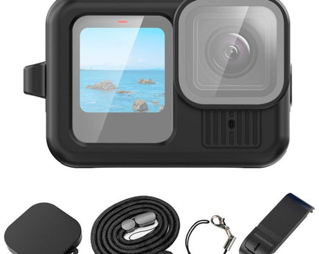 For GoPro HERO13 Black PULUZ Silicone Protective Case Side Interface Cover with Wrist Strap & Lens Cover, For GoPro HERO13 Black Silicone Case + Side Cover