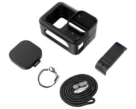 For GoPro HERO13 Black PULUZ Silicone Protective Case Side Interface Cover with Wrist Strap & Lens Cover, For GoPro HERO13 Black Silicone Case + Side Cover