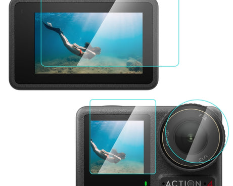 For DJI Osmo Action 4 PULUZ 3-in-1 Lens Front and Back Screen Tempered Glass Explosion-proof Film