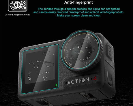 For DJI Osmo Action 4 PULUZ 3-in-1 Lens Front and Back Screen Tempered Glass Explosion-proof Film