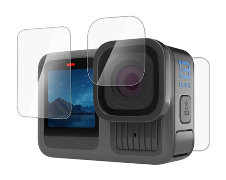 For GoPro HERO13 Black PULUZ 3 in 1 Lens and Front  Back Screen 9H 2.5D Tempered Glass Film, For GoPro HERO13 Black