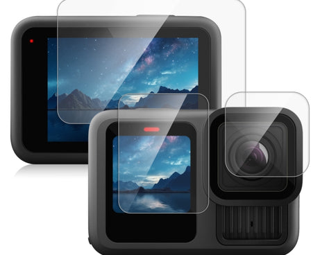 For GoPro HERO13 Black PULUZ 3 in 1 Lens and Front  Back Screen 9H 2.5D Tempered Glass Film, For GoPro HERO13 Black