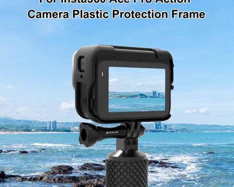 For Insta360 Ace Pro PULUZ Plastic Cage Expansion Adapter Frame with Cold Shoe Base