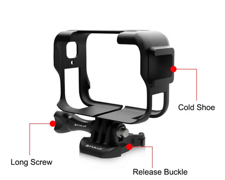 For Insta360 Ace Pro PULUZ Plastic Cage Expansion Adapter Frame with Cold Shoe Base