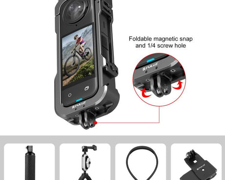 For Insta360 X4 PULUZ Metal Protective Cage Rig Housing Frame with Lens Cover