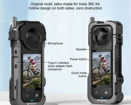 For Insta360 X4 PULUZ Metal Protective Cage Rig Housing Frame with Lens Cover