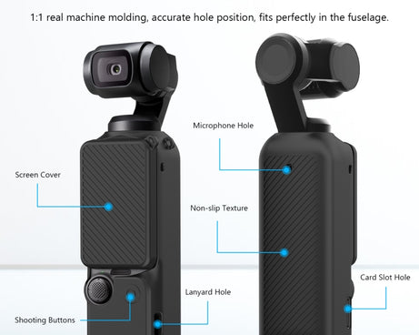For DJI OSMO Pocket 3 PULUZ  2 in 1 Silicone Cover Case Set with Strap, Silicone Cover(Black)