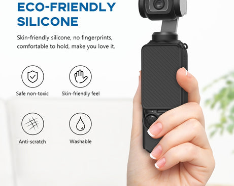 For DJI OSMO Pocket 3 PULUZ  2 in 1 Silicone Cover Case Set with Strap, Silicone Cover(Black)