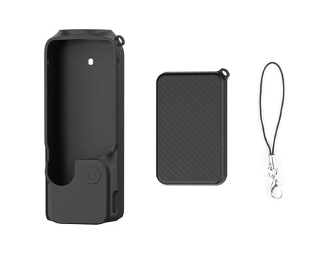 For DJI OSMO Pocket 3 PULUZ  2 in 1 Silicone Cover Case Set with Strap, Silicone Cover(Black)