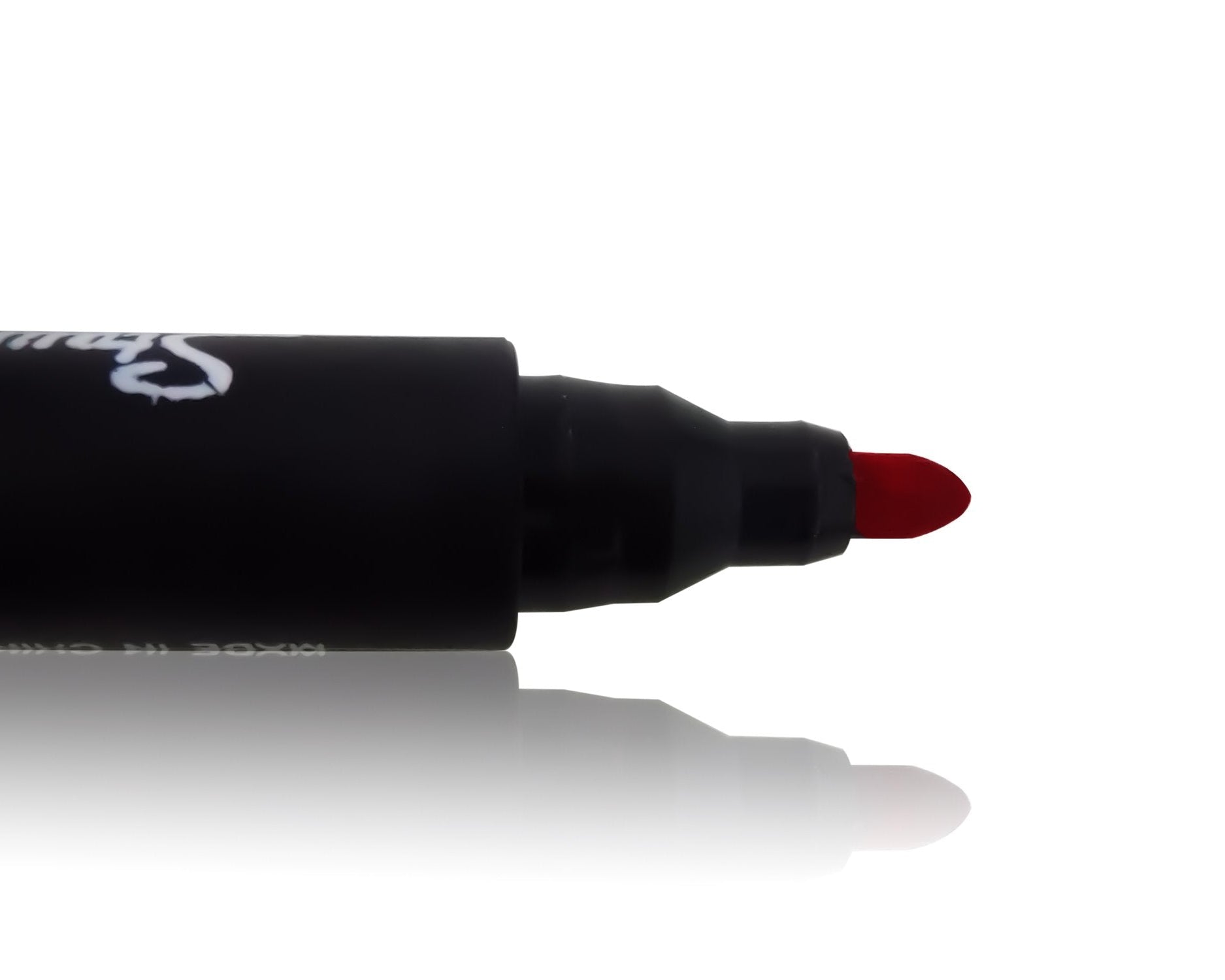 Red permanent markers for use on whiteboards