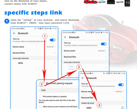 HH OBD ELM327 OBDII V1.5 Bluetooth Advanced Scan Tool Wireless Fuel Speed Diagnostic Tool, ELM327