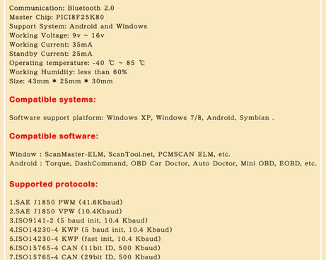 HH OBD ELM327 OBDII V1.5 Bluetooth Advanced Scan Tool Wireless Fuel Speed Diagnostic Tool, ELM327
