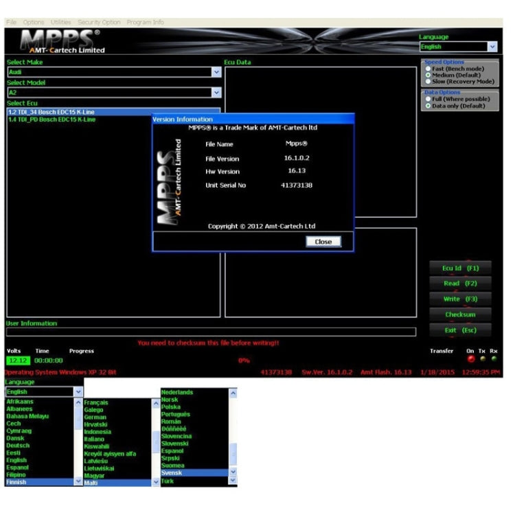 MPPS V16.1.02 ECU Chip Tuning Professional Diagnostic Tool for EDC15 / EDC16 / EDC17 Inkl CHECKSUM Read & Write Memory, Diagnostic Tool