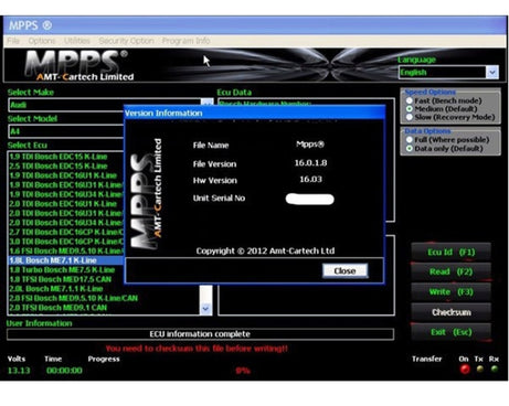 MPPS V16.1.02 ECU Chip Tuning Professional Diagnostic Tool for EDC15 / EDC16 / EDC17 Inkl CHECKSUM Read & Write Memory, Diagnostic Tool