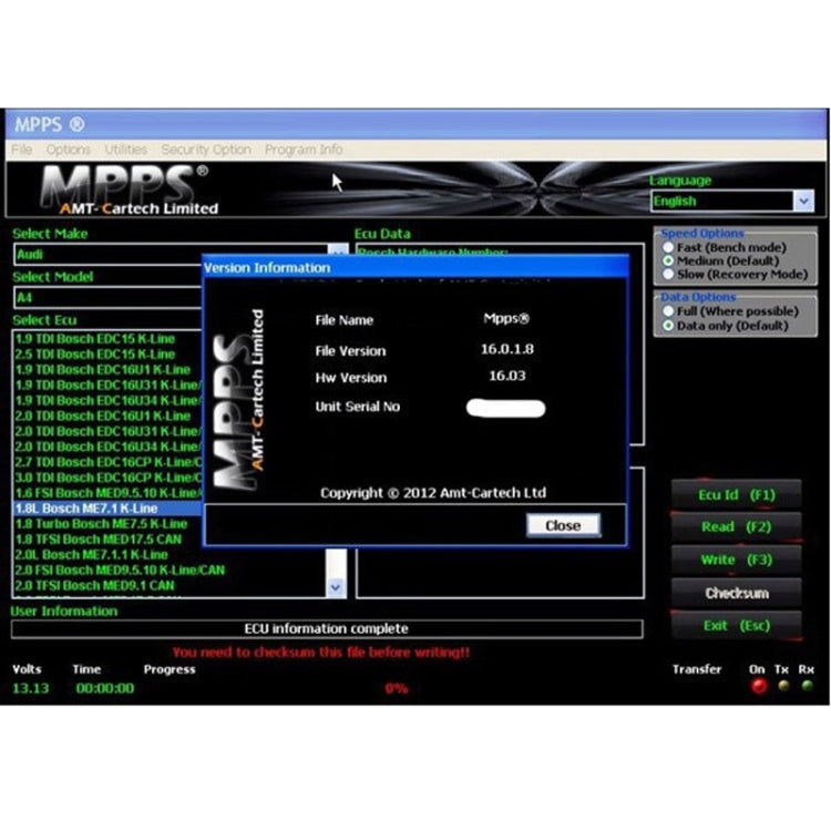 MPPS V16.1.02 ECU Chip Tuning Professional Diagnostic Tool for EDC15 / EDC16 / EDC17 Inkl CHECKSUM Read & Write Memory, Diagnostic Tool