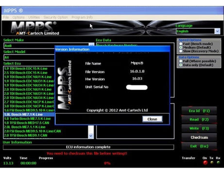 MPPS V16.1.02 ECU Chip Tuning Professional Diagnostic Tool for EDC15 / EDC16 / EDC17 Inkl CHECKSUM Read & Write Memory, Diagnostic Tool