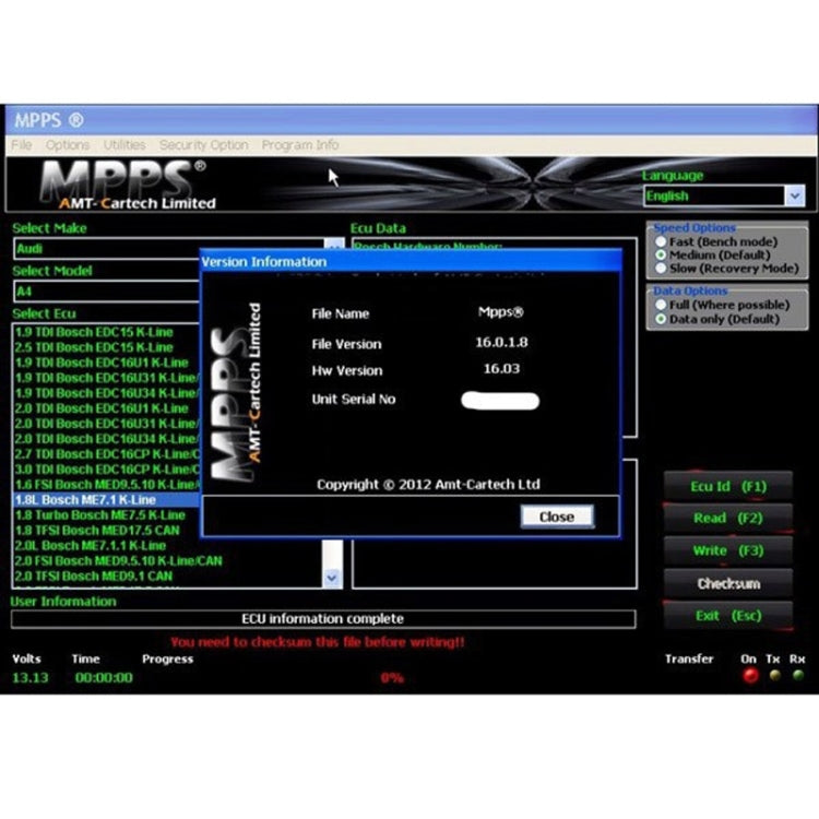 MPPS V16.1.02 ECU Chip Tuning Professional Diagnostic Tool for EDC15 / EDC16 / EDC17 Inkl CHECKSUM Read & Write Memory, Diagnostic Tool