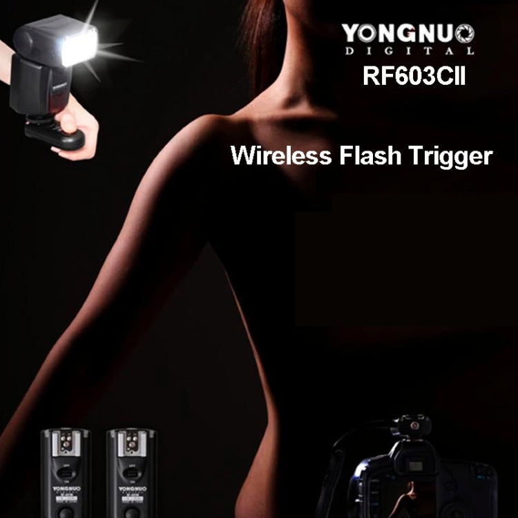 2 PCS YONGNUO RF603C II FSK 2.4GHz Wireless Flash Trigger with C1 Shutter Connecting Cable, RF603C II