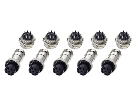 DIY 16mm 8-Pin GX16 Aviation Plug Socket Connector (5 Pcs in One Package, the Price is for 5 Pcs)