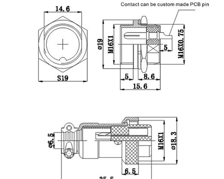 DIY 16mm 8-Pin GX16 Aviation Plug Socket Connector (5 Pcs in One Package, the Price is for 5 Pcs)