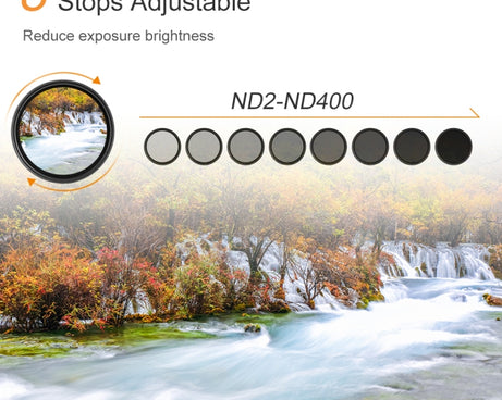 62mm ND Fader Neutral Density Adjustable Variable Filter ND2 to ND400 Filter, 62mm