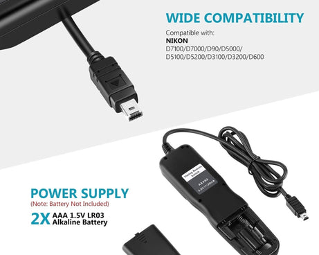 Aputure AP-TR3N LCD Timer Remote Cord for Nikon D5100，D3100, D7000, D5000, D90, AP-TR3N