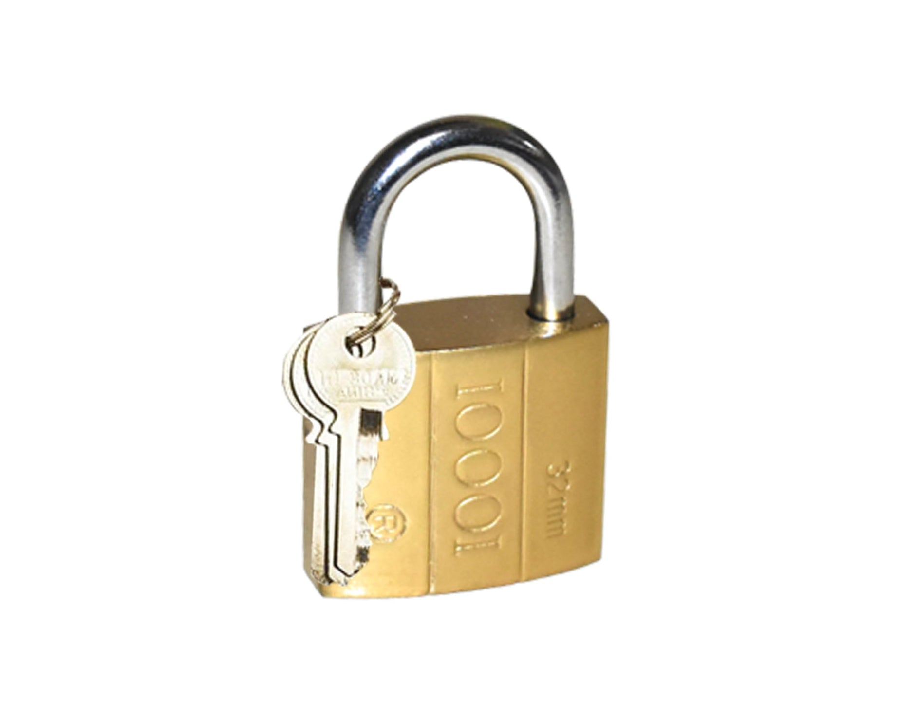Durable steel padlock with key for securing gates and doors