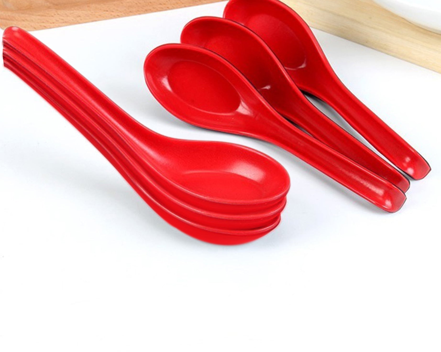 Unbreakable colorful soup and dessert spoons, food grade, microwave-safe.
