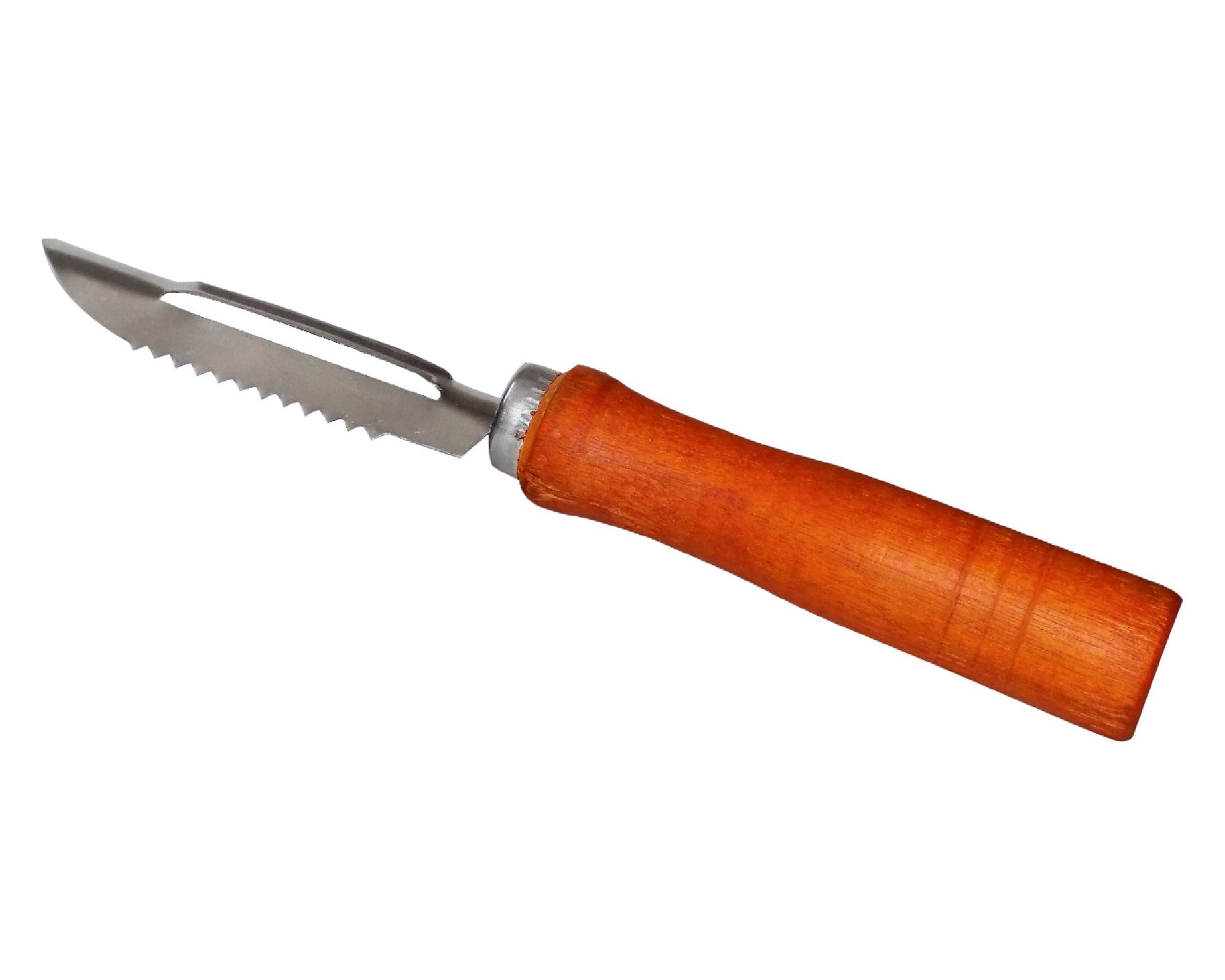 Vegetable peeler with ergonomic wooden handle and sharp blade
