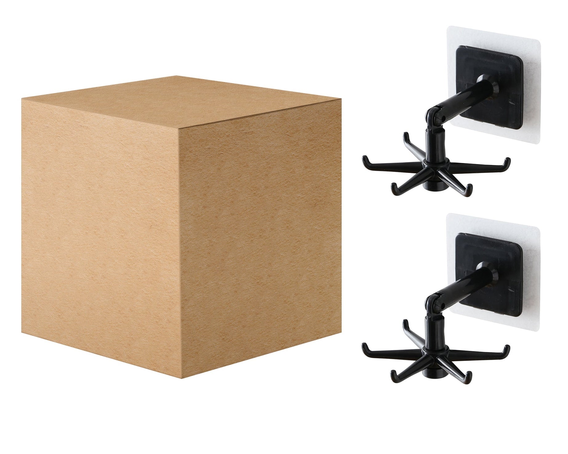 Pack of 2 rotatable hooks for hanging, brown box