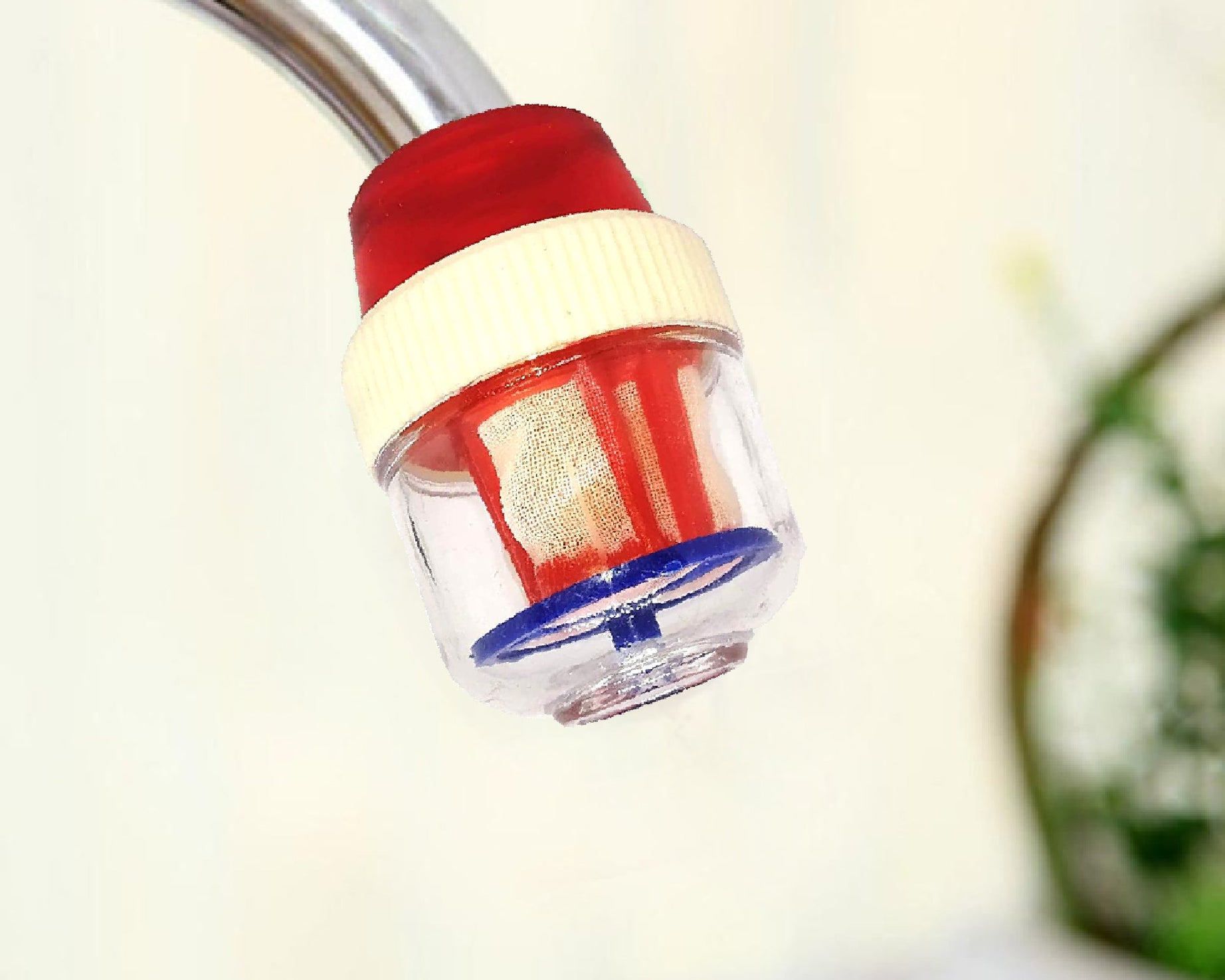 Water tap filter cartridge, plastic, candle design.