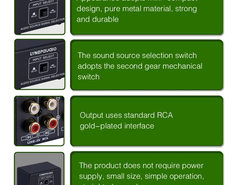 B101 2 In 1 Out (1 In 2 Out) Audio Source Signal Selection Switcher Computer Speaker  RCA Lossless Audio Source Switcher, B101