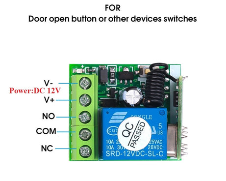 DC12V 1CH RF Remote Control Switch / 10A Relay / 433MHZ Switch Receiver
